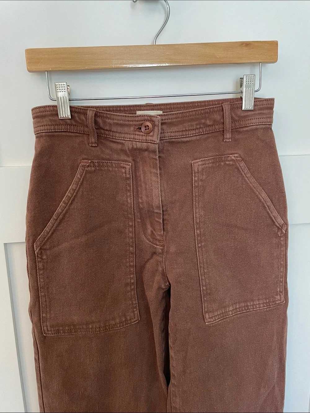 Aritzia Wilfred Free Modern Utility High Waist Pants— Rust Brown
